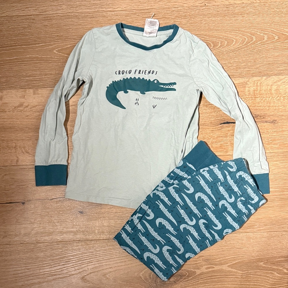 Croc Friends Kids Pajama Set - Green and White